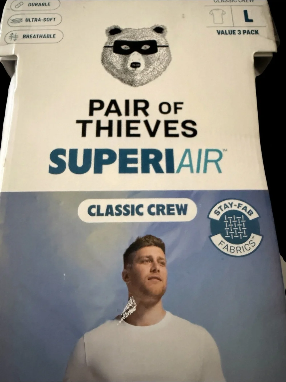 NWT-Pair of Thieves-SuperIAIR Classic Crew tshirts - White (3 Pack)-size large